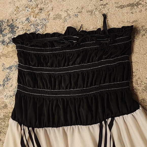 Whimsical Boho Asymmetrical Strapless Maxi Dress Fairycore Alternative - Picture 4 of 6